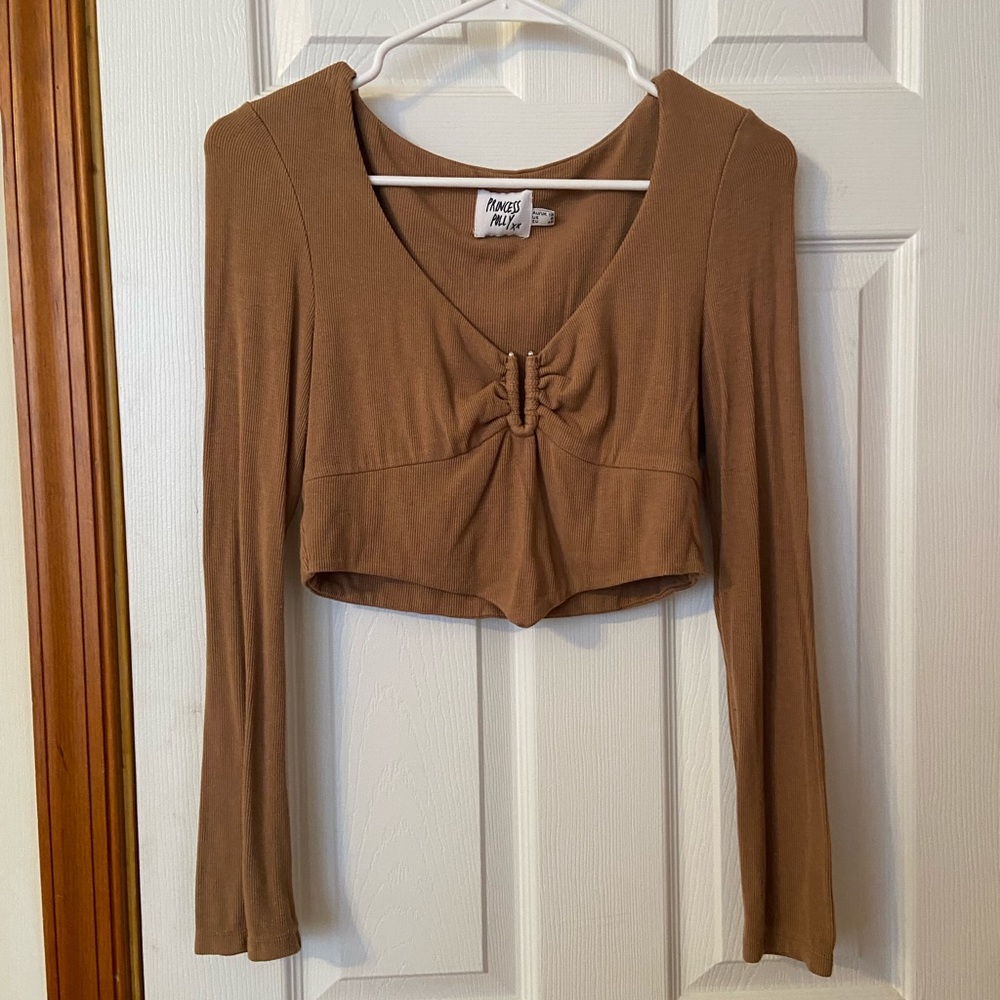 Princess Polly Cropped Tan Long Sleeve